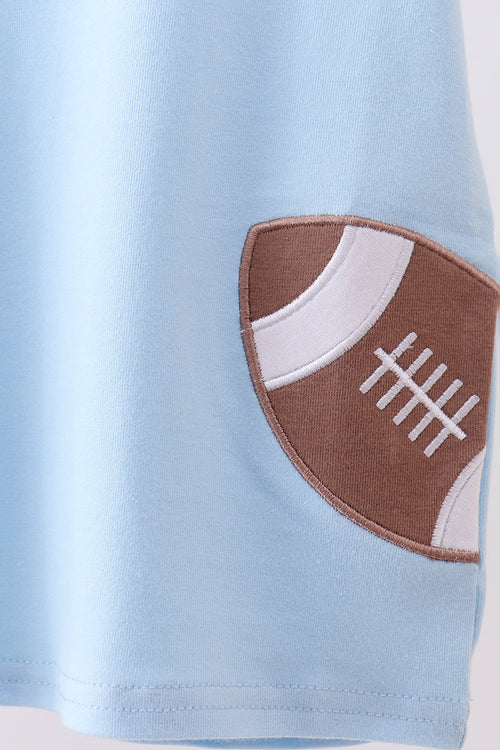 Blue football applique top