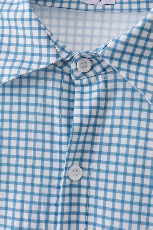 Blue Grid Dad Button Down Shirt