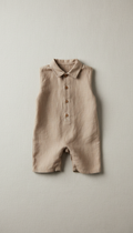 Fawn linen onesie with snap closures